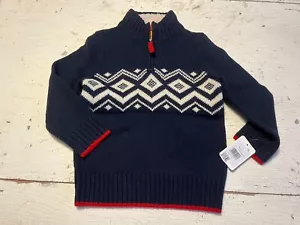 Boy's MINI BODEN Size 5-6 Navy Blue/Cream Wool Blend Sweater - NWT's - Picture 1 of 2