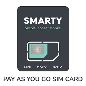 £0.20p Only NEW OFFICIAL SMARTY UNLIMITED DATA - Sim Card 4G 5G Pay As You Go - Picture 1 of 3