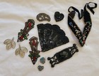 Lot Of Antique Victorian Mourning Clothing Embellishments Black Glass Beads...