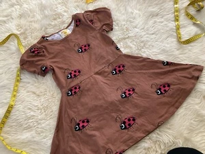 Hugo Loves Tiki Skater Dress Size 10 Youth Girls Brown Red Ladybugs - Picture 1 of 13