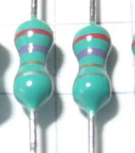 2 pcs 2.7uH (2.7 uH) Inductors, axial leads 12062R7K, 15B31 - Picture 1 of 1