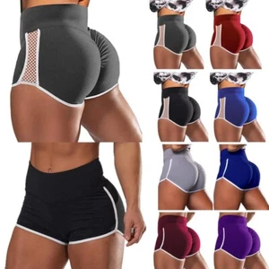 Womens High Waist Yoga Shorts Gym Fitness Shorts Sports Running Ruched Pants US@ - Picture 1 of 25