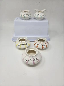 Vintage Holt Howard Pixieware Lot Of 5 Jars Pixie Mustard Ketchup Jam Sugar - Picture 1 of 17
