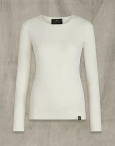 Belstaff Womens Elsie Jumper Crew Neck White Small Cotton Cashmere *DEFECT - Picture 1 of 1