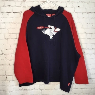 Sudaderas con capucha de colección Coca Cola azul marino/rojo blanco logotipo de oso manga larga unisex talla 26W-28W Foto 1 de 4