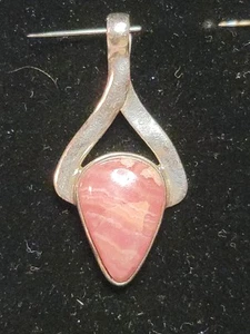 PINK RHODOCHROSITE .925 STERLING SILVER PENDANT - Picture 1 of 9