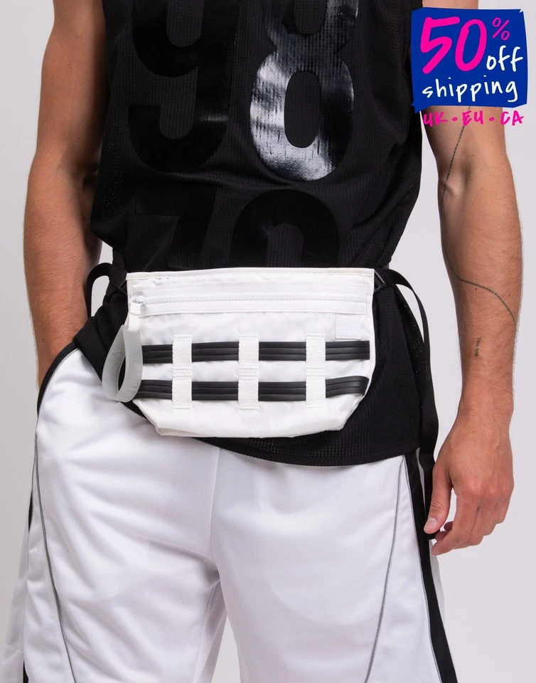 RRP €250 ACNE STUDIOS Crossbody Bum Bag Rubber Stripes Detachable Strap Zipped - Image 1 of 4