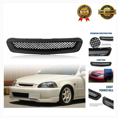 Sporty Black Mesh Grille Guard for 1996-1998 Honda Civic CX/DX/EX/LX/HX - Imagem 1 de 4
