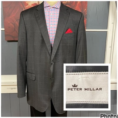 Traje Personalizado Peter Millar Top Blazer Chaqueta Para Hombres 48-Extra Largo Lana Gris Carbón Foto 1 de 4