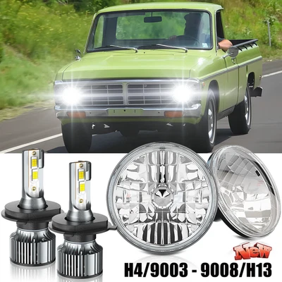 Fit Ford Courier 1972 1973 1974-1982 Par 7" Polegadas Faróis de LED Redondos Feixe Hi-Lo - Imagem 1 de 4