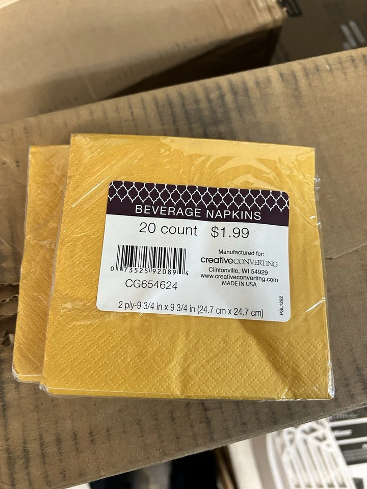 New 260 Count Gold Beverage Napkins Paper 13 Pkgs Birthday Party Cocktail Decor - Image 1 of 1