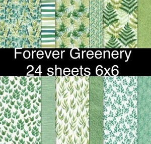 Stampin Up FOREVER GREENERY DSP Designer Series Paper 24 Sheets 6x6,  1/2 Pack - Picture 1 of 1