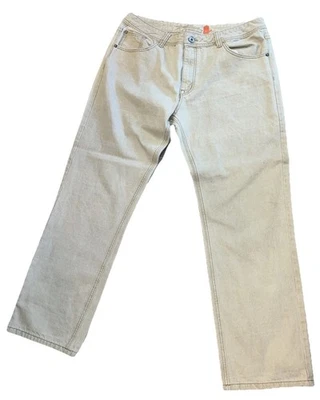 Pantalones de mezclilla Miskeen para hombre 40x34 holgados pierna ancha caqui beige graffiti ropa de calle GRAN LOGOTIPO Foto 1 de 4