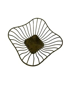 Solid Brass Gatco Metal Wire Bowl Basket Square Rustic Ethnic Decor - Picture 1 of 7