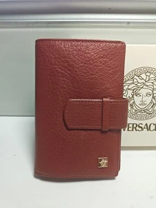 Versace Geldbörse Terracotta Farbe Leder Portemonnaie Doppelfaltung mit Münzreißverschluss - Bild 1 von 9