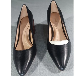 Zapatos de vestir clásicos Cole Haan para mujer de cuero negro tacón bloque punta en punta 9B - Imagen 1 de 5