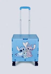 Nuevo con etiquetas Caja de almacenamiento de viaje Disney Stitch & Angel con asa y ruedas carro - Imagen 1 de 8