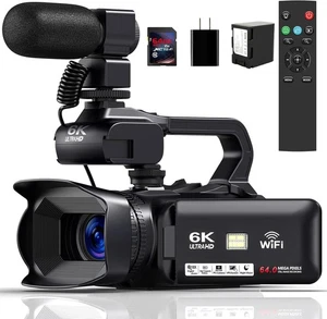 6K Camcorder Videokamera 64MP IR Nachtsicht Vlogging Kamera für YouTube 18... - Bild 1 von 7