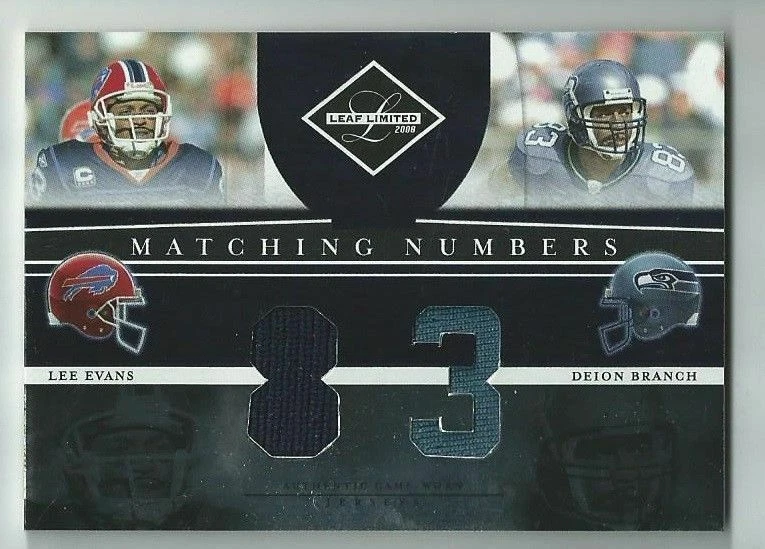 2008 Leaf Limited Lee Evans / Deion Branch Matching Numbers GU Jersey #55/100 - Image 1 of 1