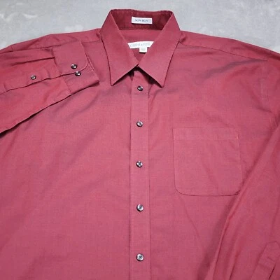 Camisa Joseph Feiss Para Hombre 17 36/37 Roja Cambray Manga Larga Abotonada Sin Planchar Foto 1 de 4