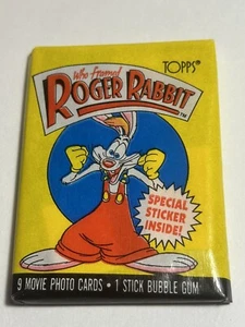 1987 Topps Who Framed Roger Rabbit Cards, 1 Sealed Wax Pack, 9 Cards/1 Sticker. - Picture 1 of 2