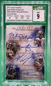 2015 Topps Inception Jameis Winston Mariota RC Rookie Quad /25 CSG 9 AUTO 10 - Picture 1 of 2