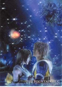 Final Fantasy Art Museum Trading Card #468 Tidus x Yuna The Fountain Hug (10 /X) - Picture 1 of 2