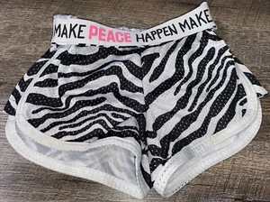 Justice Zebra Black White Shorts Size 6 Make Peace Happen - Picture 1 of 4