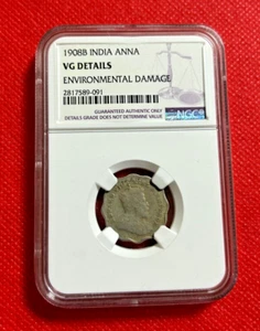 1908B INDIA ANNA NGC VG DEAILS - Picture 1 of 4