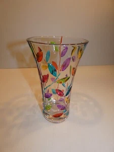 Stunning Murano Art Glass Glass Tall Vase, Multicolor Leaves - Picture 1 of 6