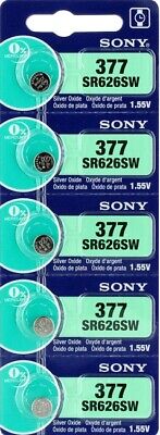 5x SONY 377, SR626SW, Silver Oxide Watch Battery 1.55V  SR66, AG4,  Exp. 2026 • 3.79$