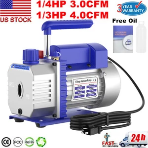1 Single Stage Air Vacuum Pump HVAC Refrigeration Air Conditioning Rotary Vane - Picture 1 of 19