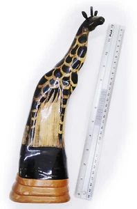 Giraffe Sculpture Water Buffalo Horn Carved 11" Feng Shui Decor Collectible Gift - Picture 1 of 3