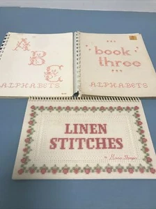 VTG Linen Stitches Ginnie Thompson Alphabet Patterns Rose Anne Hobbs Needlecraft - Picture 1 of 14