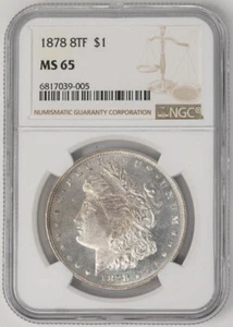 1878 8TF Morgan Silver Dollar $ MS65 NGC 947356-1 - Picture 1 of 4