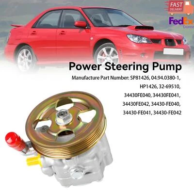 Power Steering Pump 34430FE040 Fit Subaru Impreza WRX STI 2002-07 w/ Pulley - Image 1 of 4