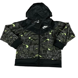 Nike Sportswear Black Full Zip Hooded Windbreaker Jacket DA0758-702 Youth Sz XS - Picture 1 of 3
