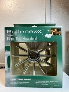 Pollenex DP1006 Luxurious Pouring Rain Showerhead - Silver / Extra Large 9” Diam - Picture 1 of 7