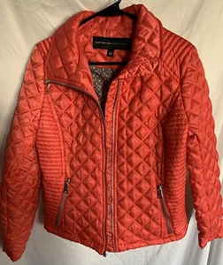 Marc New York Puffer Jacket Women's Small Coral Quilted Full Zip Mock Neck - Picture 1 of 5