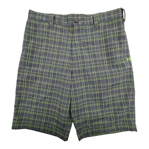 Under Armour grau neongrün kariert aktiv Stretch klassische Golfshorts Herren 32 - Bild 1 von 10