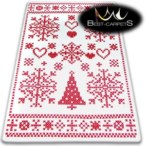 CHRISTMAS RUGS 'XMAS' CARPETS X-Mas Tree Carpet Raindeer Santa Claus Snow Stars - Picture 1 of 1