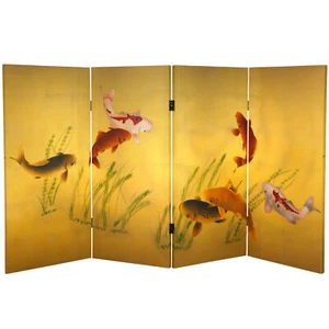 3 ft. Short Double Sided Seven Lucky Fish Canvas Room Divider - Picture 1 of 1