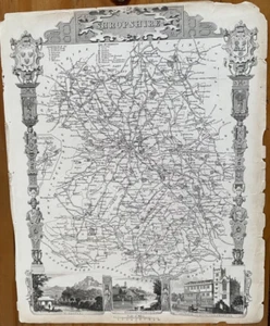 ANTIQUE MAP SHROPSHIRE C1836 BY THOMAS MOULE IN ENGLISH COUNTIES LTD LUDLOW - Picture 1 of 4