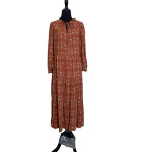 Max Studio pumpkin orange floral 3/4 sleeves boho maxi dress size small - Picture 1 of 11