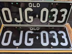 Queensland PPQ personalised BLACK AND WHITE number plates OJG O33 - Picture 1 of 1