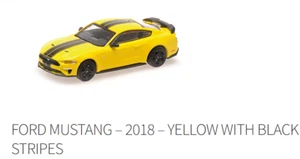 Minichamps 870087027 1:87 H0 FORD MUSTANG - 2018 - AMARILLO CON RAYAS NEGRAS NUEVO - Imagen 1 de 2