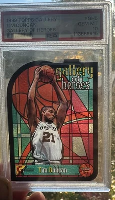 1999 TOPPS GALLERY OF HEROES TIM DUNCAN PSA 10 STAINED GLASS - Image 1 of 3