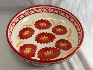 ALFARERIA LUIS JIMENEZ Grande Rojo/Blanco Floral Cerámica Ensalada Servir Tazón Fruta - Imagen 1 de 11