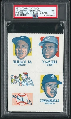 1971 Topps Baseball Tattoos Al Kaline Panel; PSA 3 VG; 1 of 1! - Image 1 of 2