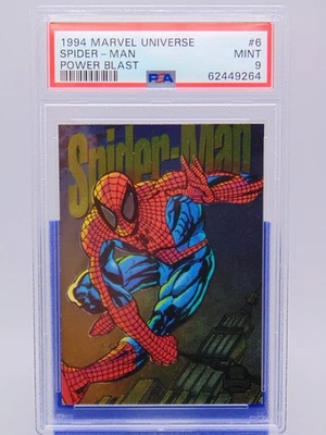 1994 Flair Marvel Universe Card #6 Spider-Man Power Blast Foil PSA Graded MINT 9 - Image 1 of 3